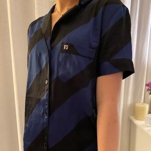 Silk blue and black striped VS sleep shirt